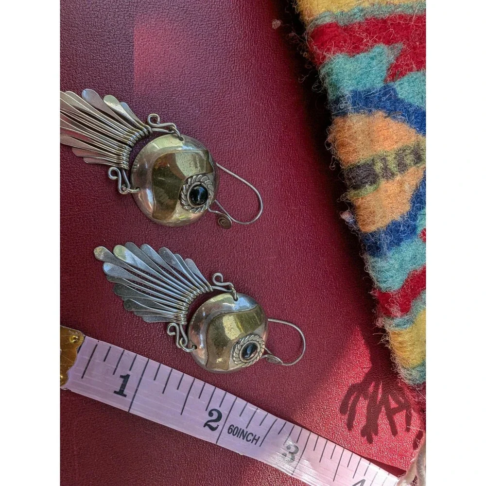 Vintage Mixed Metal Onyx Earrings